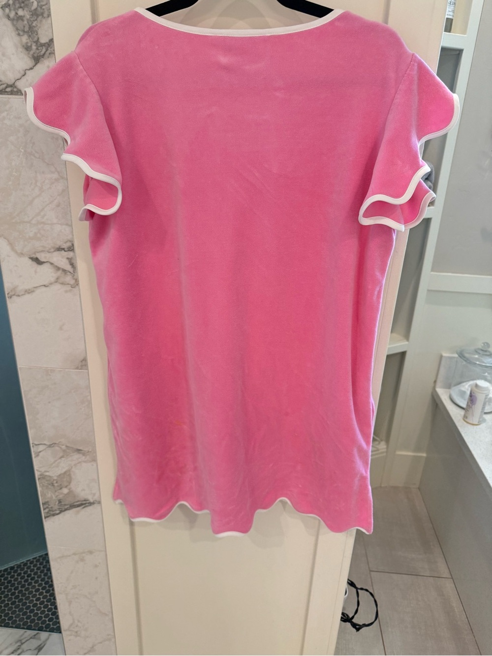 Pink Zip-Front Get ready with me robe with White Trim by S.S.S. The Label - Picture 3 of 4